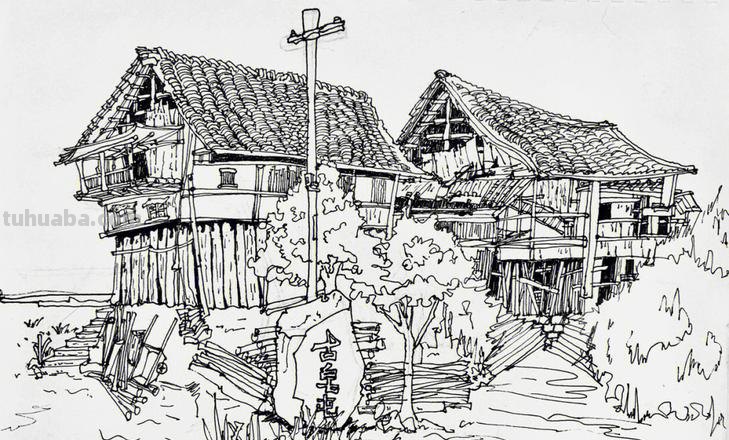 素描教程干货｜工整的风景钢笔速写