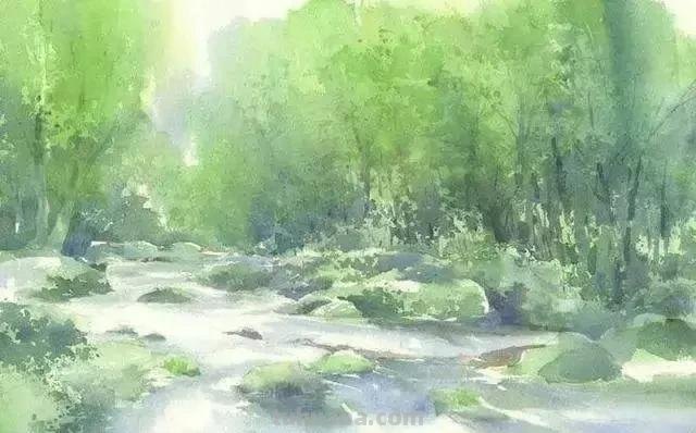风和日丽的风景水彩画 - 日本画家关田春崎作品欣赏