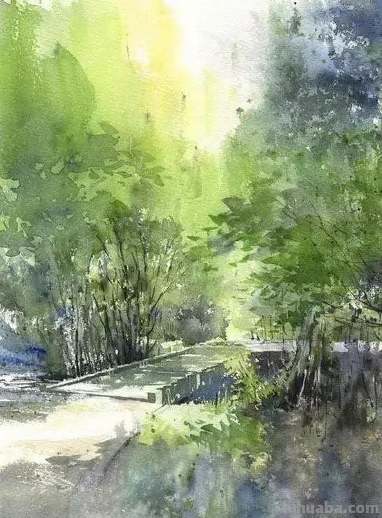 风和日丽的风景水彩画 - 日本画家关田春崎作品欣赏
