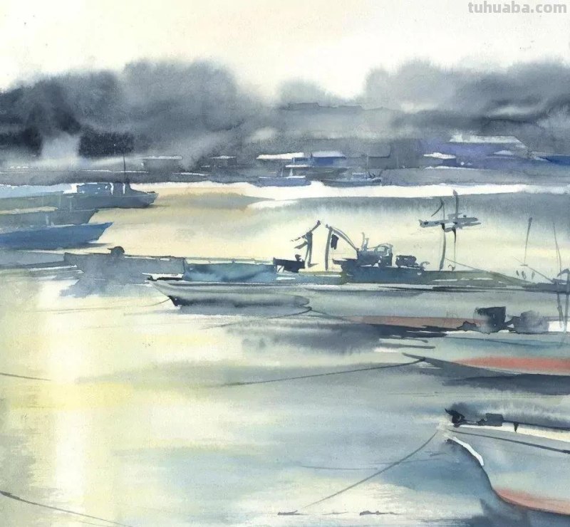 风和日丽的风景水彩画 - 日本画家关田春崎作品欣赏