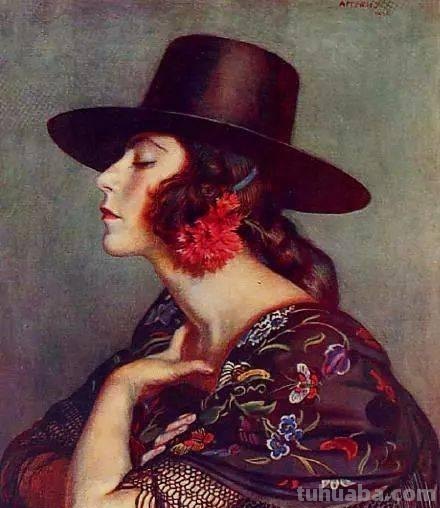 西班牙女郎｜英国画家乔治·欧文·韦恩·阿坡利人物水彩画选集