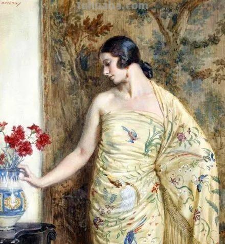 西班牙女郎｜英国画家乔治·欧文·韦恩·阿坡利人物水彩画选集