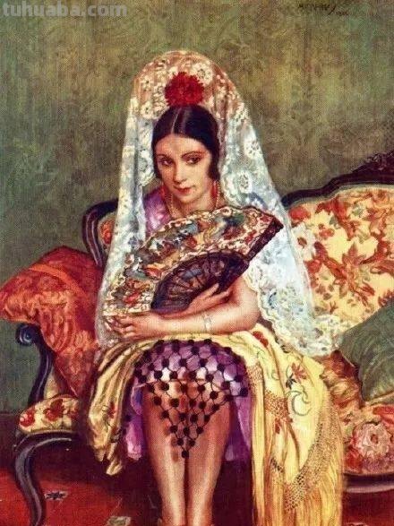 西班牙女郎｜英国画家乔治·欧文·韦恩·阿坡利人物水彩画选集