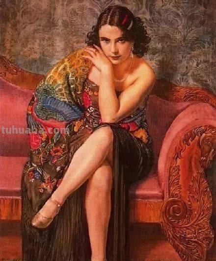 西班牙女郎｜英国画家乔治·欧文·韦恩·阿坡利人物水彩画选集