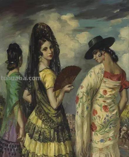 西班牙女郎｜英国画家乔治·欧文·韦恩·阿坡利人物水彩画选集