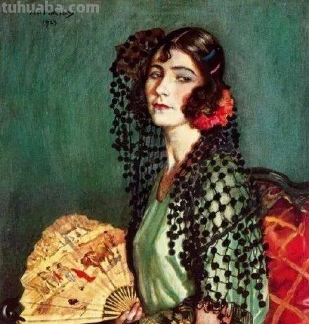 西班牙女郎｜英国画家乔治·欧文·韦恩·阿坡利人物水彩画选集