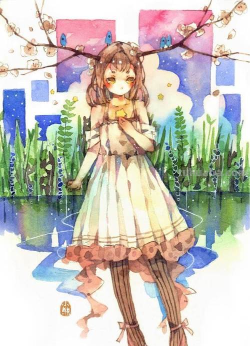 温暖又可爱的水彩动漫风插画欣赏