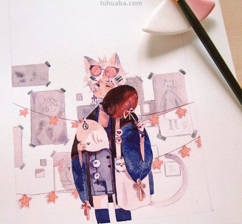 温暖又可爱的水彩动漫风插画欣赏