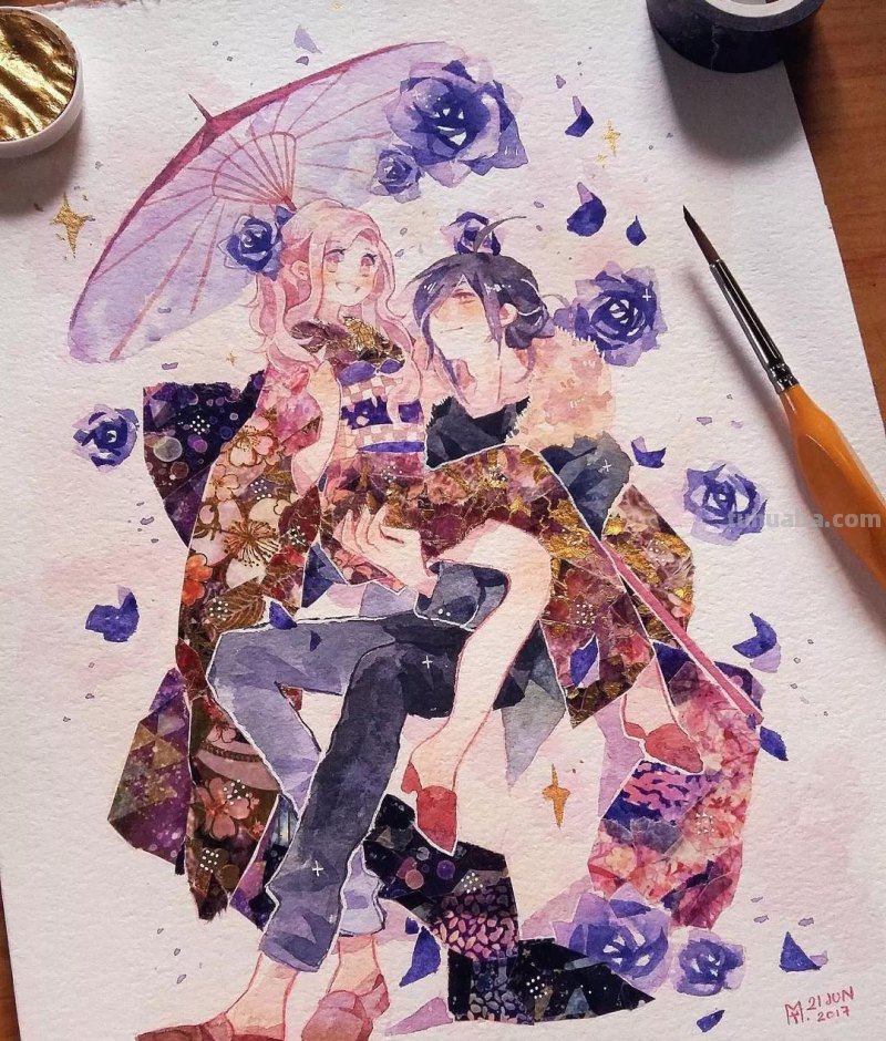 温暖又可爱的水彩动漫风插画欣赏