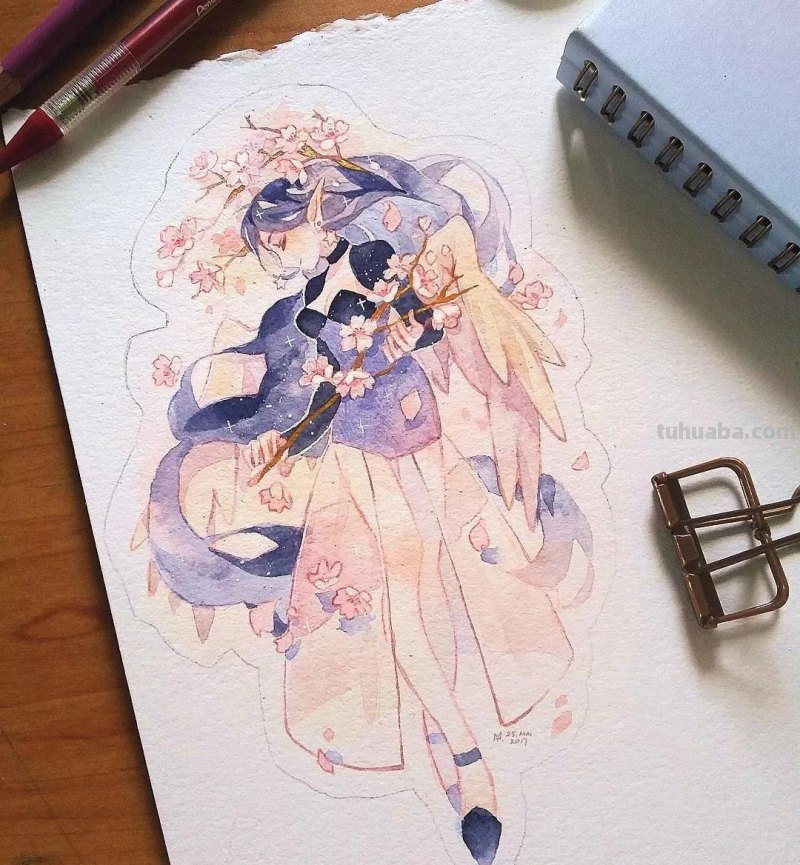 温暖又可爱的水彩动漫风插画欣赏