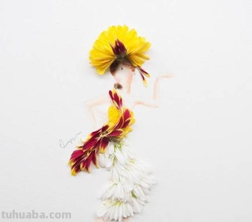 创意插画，当水彩遇到花瓣，花漾衣舞