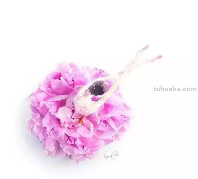 创意插画，当水彩遇到花瓣，花漾衣舞