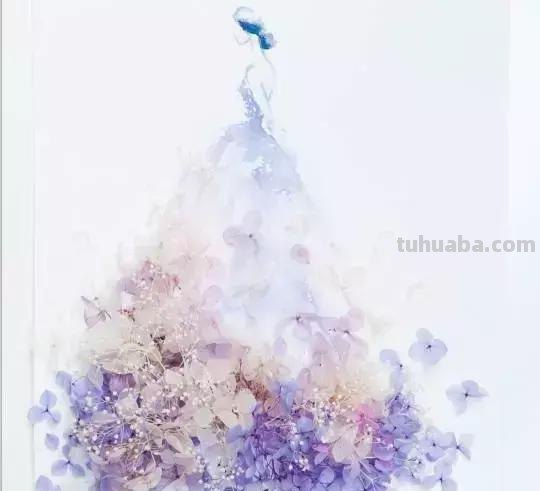 创意插画，当水彩遇到花瓣，花漾衣舞