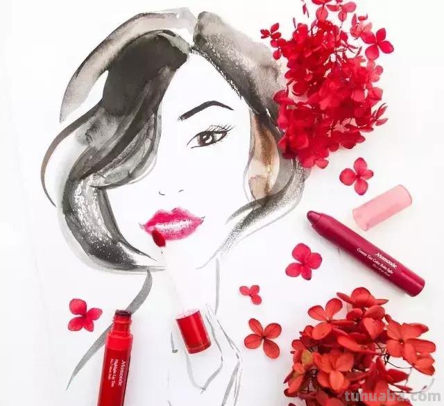 创意插画，当水彩遇到花瓣，花漾衣舞