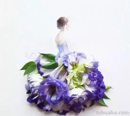 创意插画，当水彩遇到花瓣，花漾衣舞