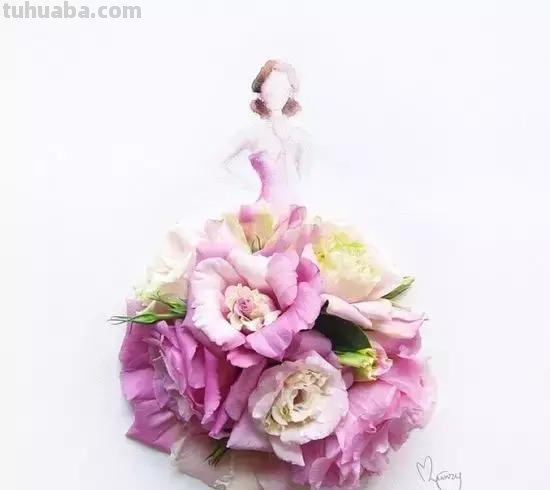 创意插画，当水彩遇到花瓣，花漾衣舞