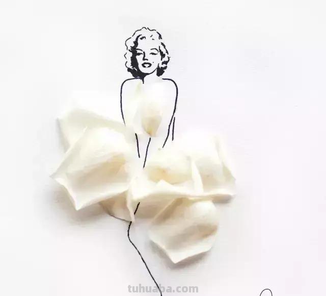 创意插画，当水彩遇到花瓣，花漾衣舞