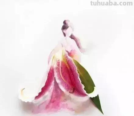 创意插画，当水彩遇到花瓣，花漾衣舞