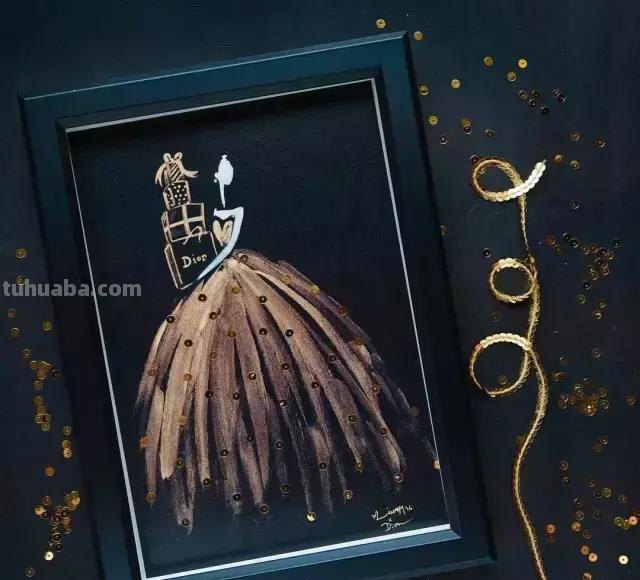 创意插画，当水彩遇到花瓣，花漾衣舞