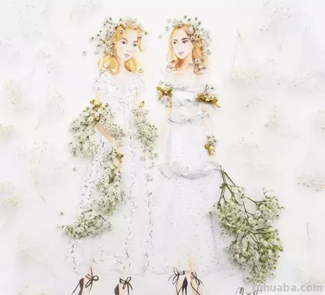 创意插画，当水彩遇到花瓣，花漾衣舞