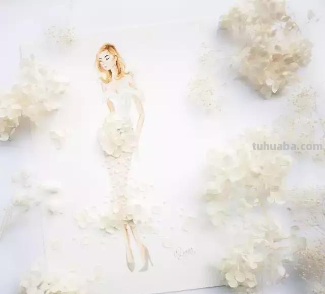 创意插画，当水彩遇到花瓣，花漾衣舞