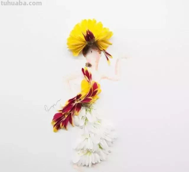 创意插画，当水彩遇到花瓣，花漾衣舞