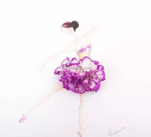 创意插画，当水彩遇到花瓣，花漾衣舞