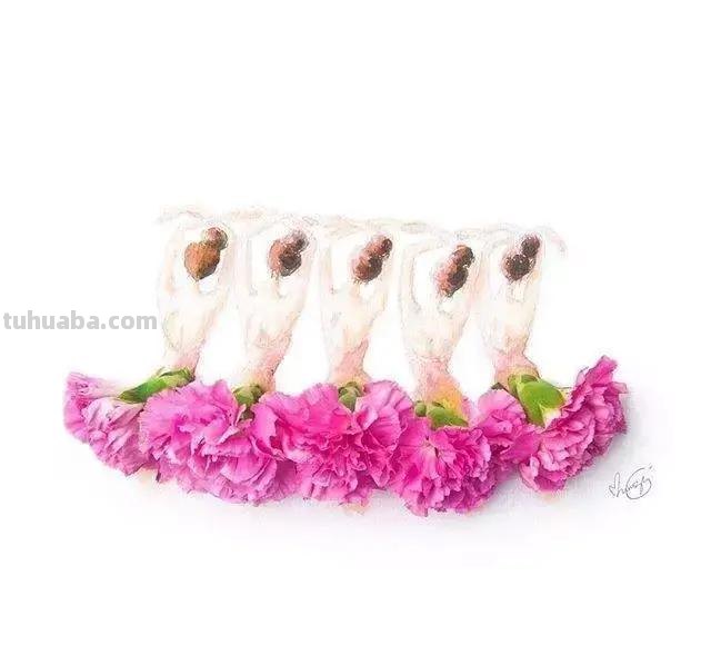 创意插画，当水彩遇到花瓣，花漾衣舞