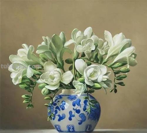 巴西画家马格塔斯花卉静物油画作品欣赏