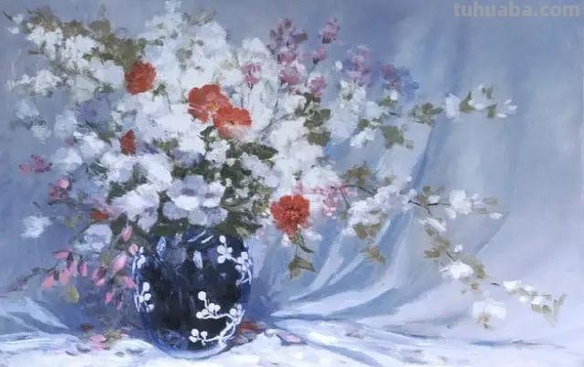 巴西画家马格塔斯花卉静物油画作品欣赏