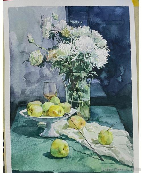 赏心悦目纯美花卉静物水彩画