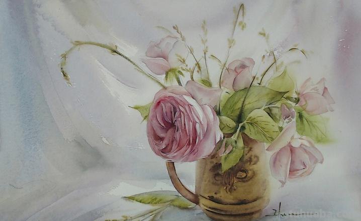 赏心悦目纯美花卉静物水彩画