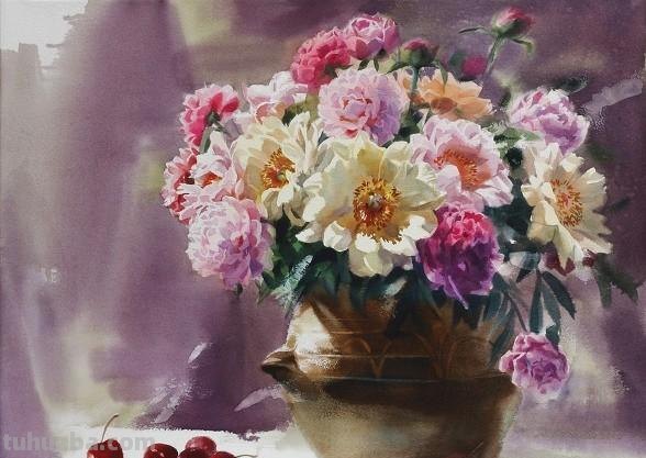 赏心悦目纯美花卉静物水彩画