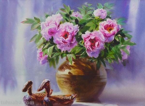 赏心悦目纯美花卉静物水彩画