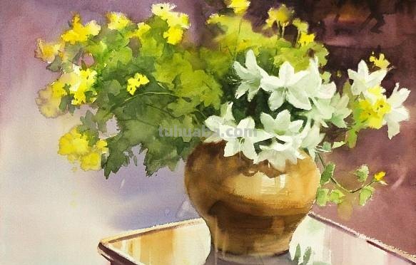 赏心悦目纯美花卉静物水彩画