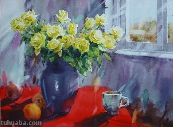 赏心悦目纯美花卉静物水彩画