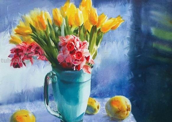 赏心悦目纯美花卉静物水彩画