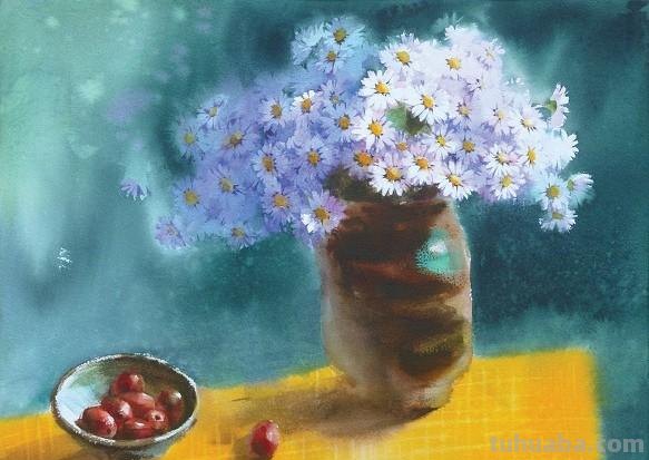 赏心悦目纯美花卉静物水彩画