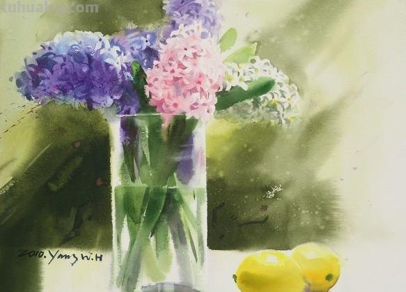赏心悦目纯美花卉静物水彩画