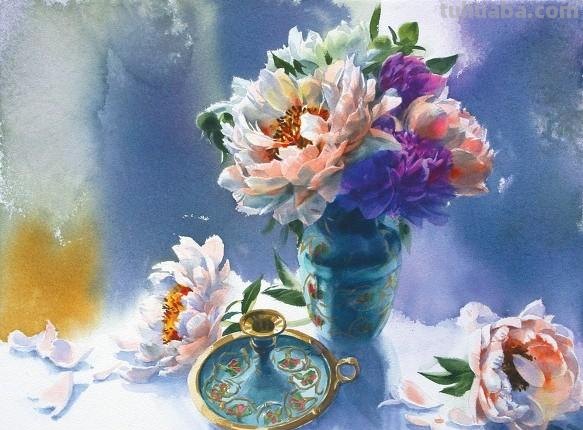赏心悦目纯美花卉静物水彩画