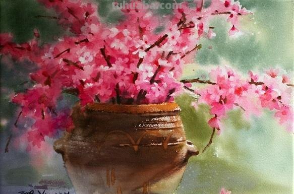 赏心悦目纯美花卉静物水彩画
