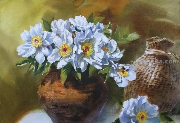 赏心悦目纯美花卉静物水彩画