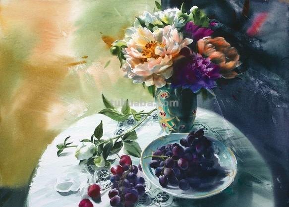 赏心悦目纯美花卉静物水彩画