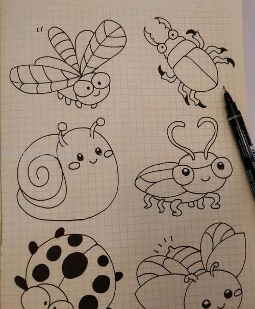 爱美术，爱动物，手帐中的简笔画-昆虫