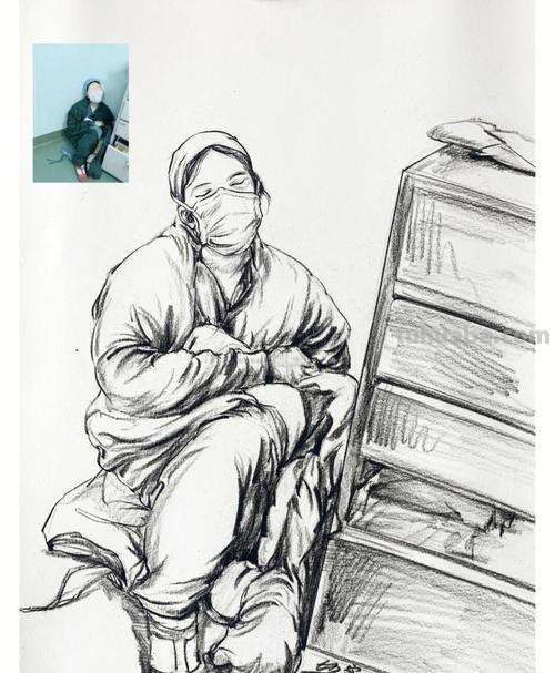 速写驰援武汉 抗疫素描绘画作品?