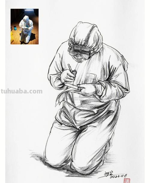 速写驰援武汉 抗疫素描绘画作品?