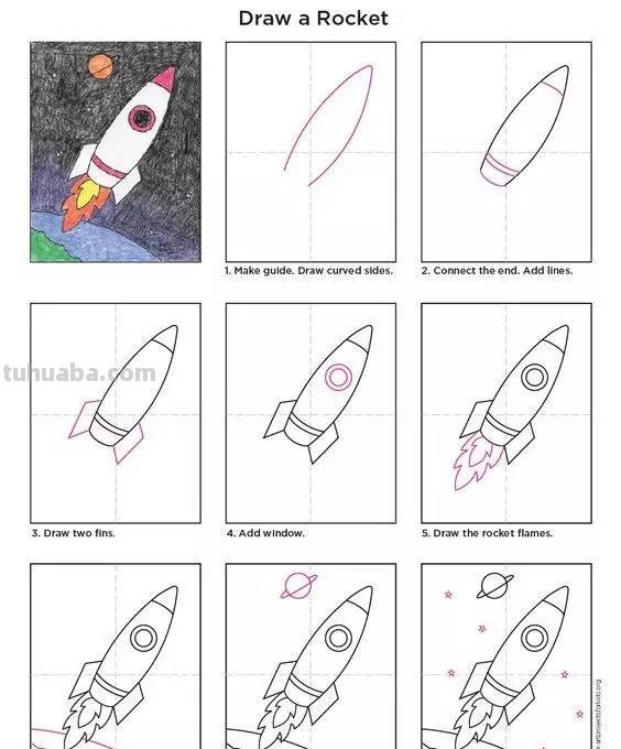 儿童简笔画：每个孩子都有一个航空梦，飞机火箭给你小小的满足