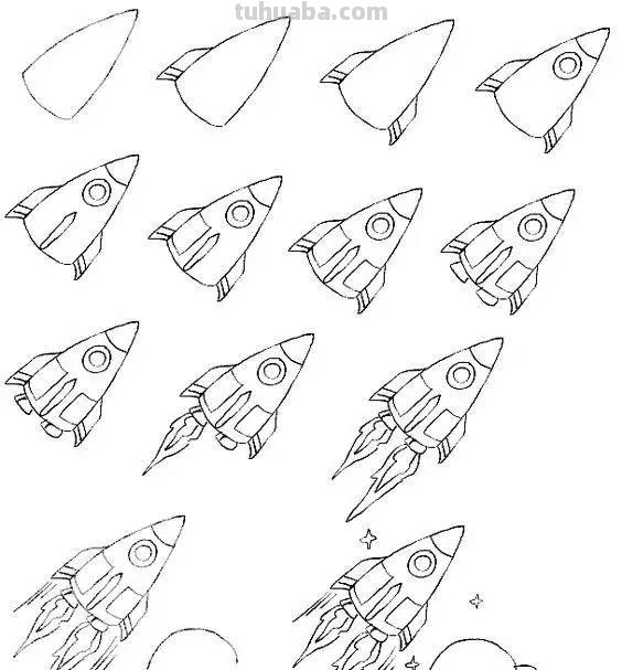 儿童简笔画：每个孩子都有一个航空梦，飞机火箭给你小小的满足