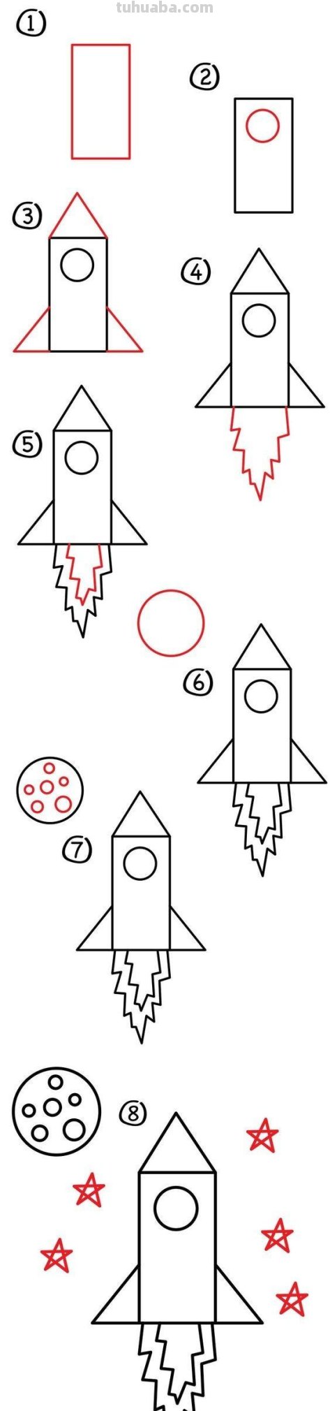 儿童简笔画：每个孩子都有一个航空梦，飞机火箭给你小小的满足