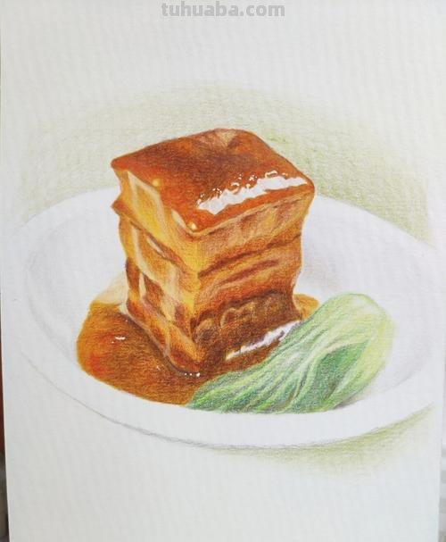 彩铅可以画什么美食 东坡肉彩铅画步骤？